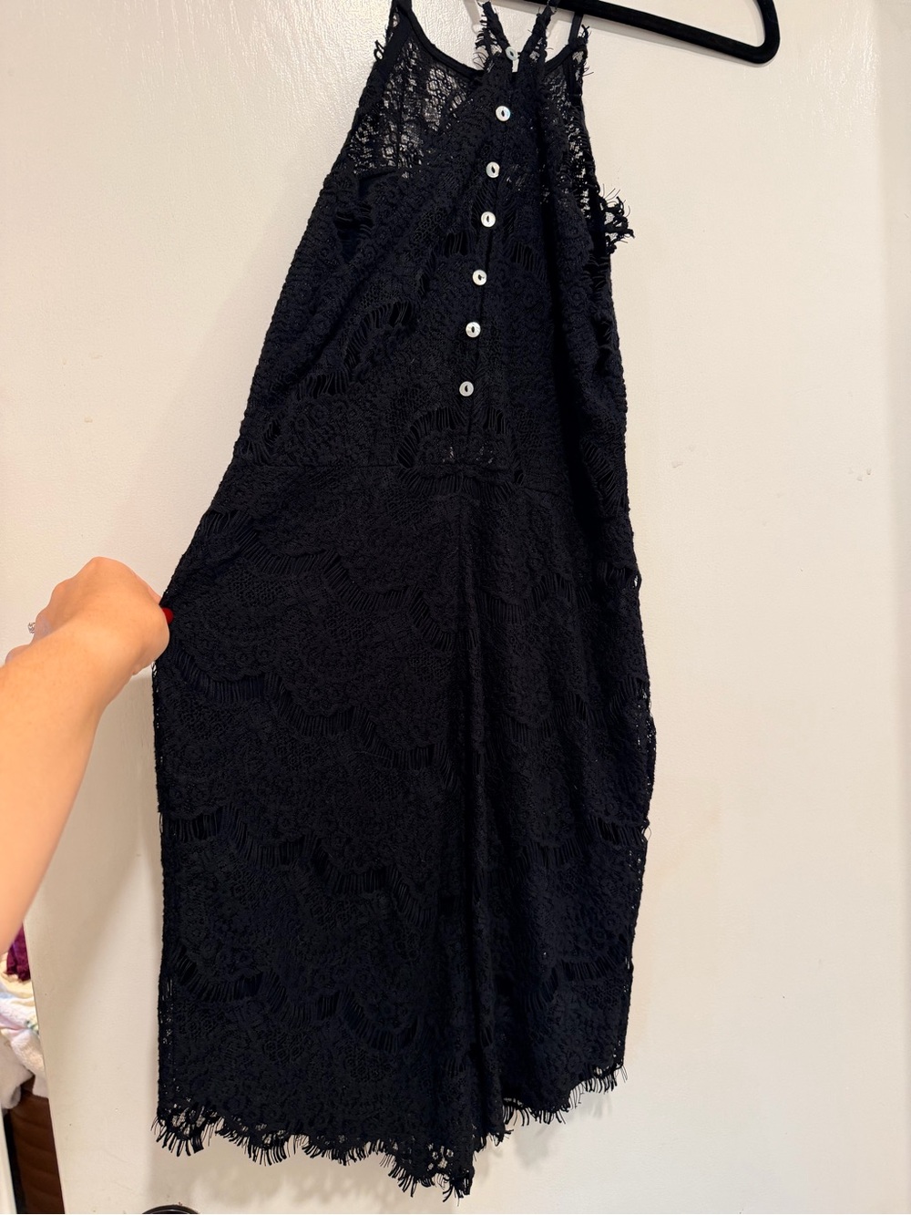 Free People Black Lace Backless Halter Mini Dress - Picture 3 of 4